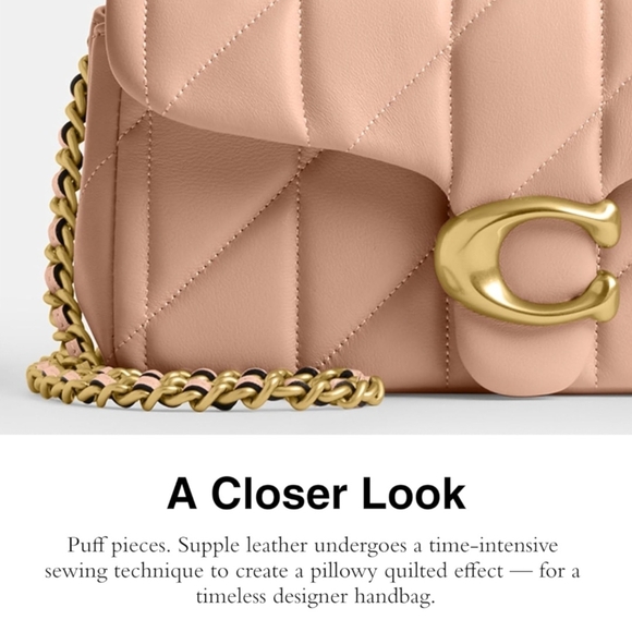 Coach Cream Tabby 20  Quilted Shoulder Bag with Gold Chain - Picture 3 of 6